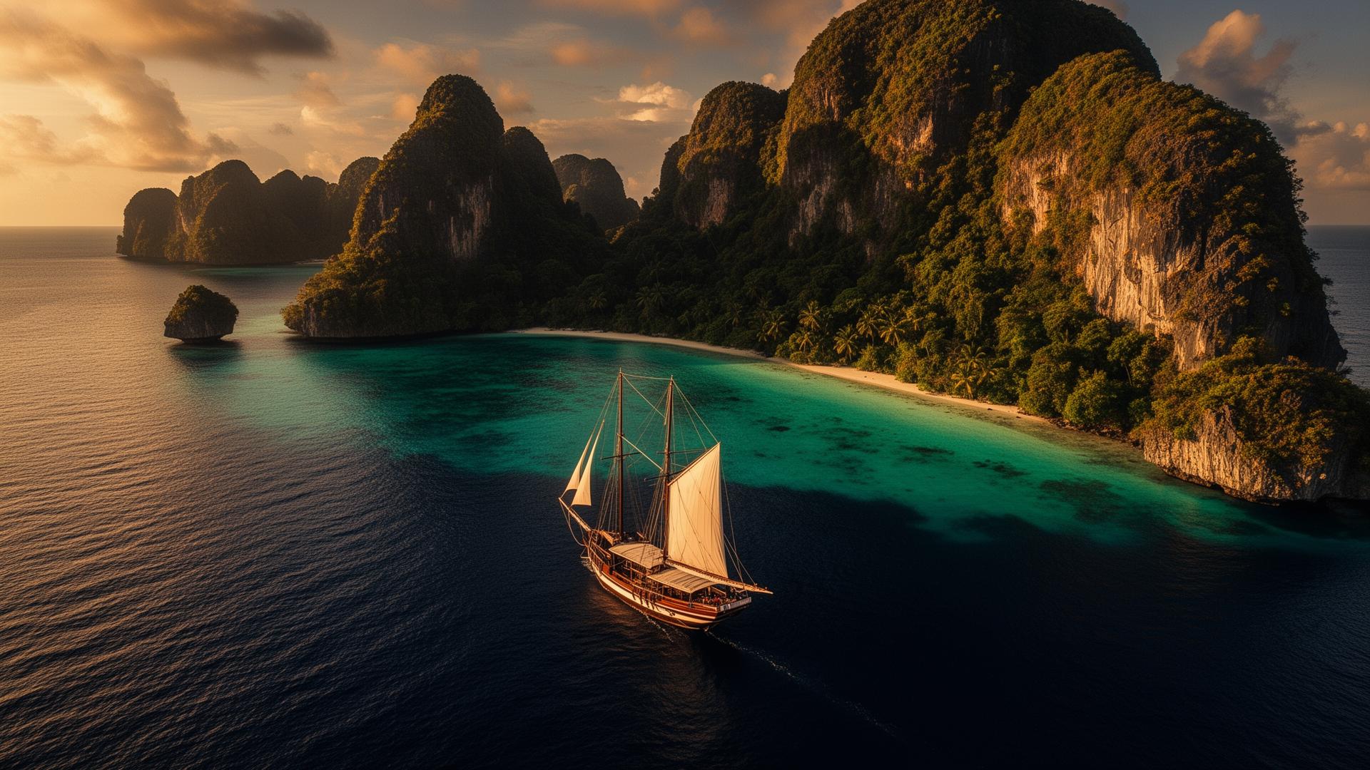 Indonesian seascape at golden hour